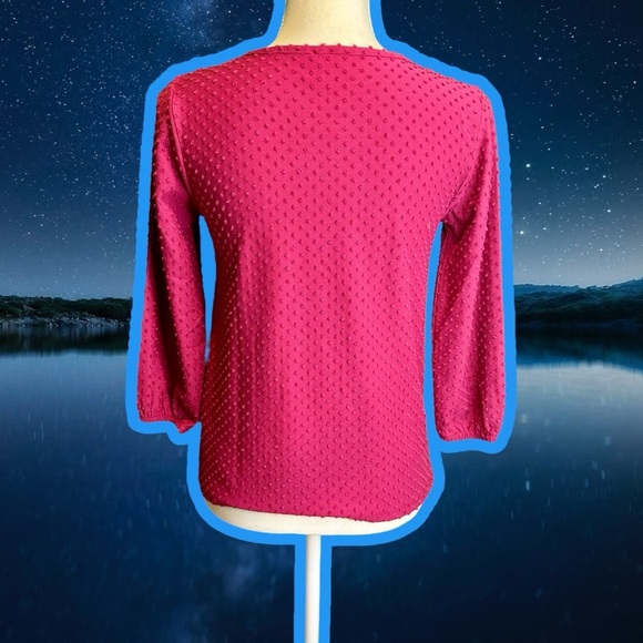 NWT J. Crew Factory Magenta ‘Poet-Sleeve Clip-Dot’ Top Size XXS - Picture 7 of 12